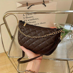 Argyle Quilted Shoulder Bag Metal Chain Detail Underarm HandBag