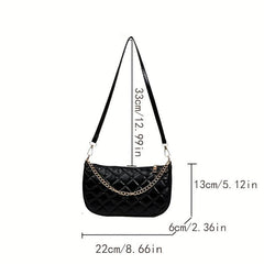 Argyle Quilted Shoulder Bag Metal Chain Detail Underarm HandBag