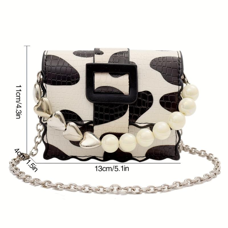 Mini Pearl Heart Chain Crossbody Bag Lipstick Bag Purse