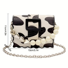 Mini Pearl Heart Chain Crossbody Bag Lipstick Bag Purse