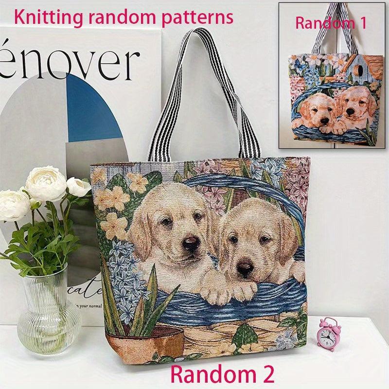 Vintage Animal Pattern Embroidered Tote Bag Women's Canvas Shoulder Bag