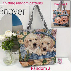 Vintage Animal Pattern Embroidered Tote Bag Women's Canvas Shoulder Bag