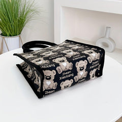 Bear Pattern Tote Bag Lunch Box Handbag for Work School Outdoor