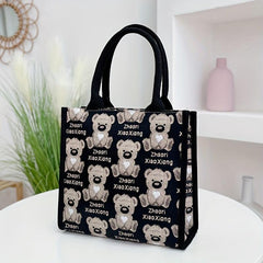 Bear Pattern Tote Bag Lunch Box Handbag for Work School Outdoor