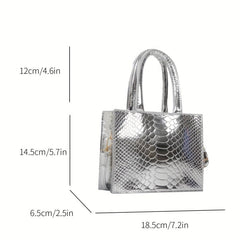 Crocodile Embossed Mini Shoulder Bag PU Leather Crossbody