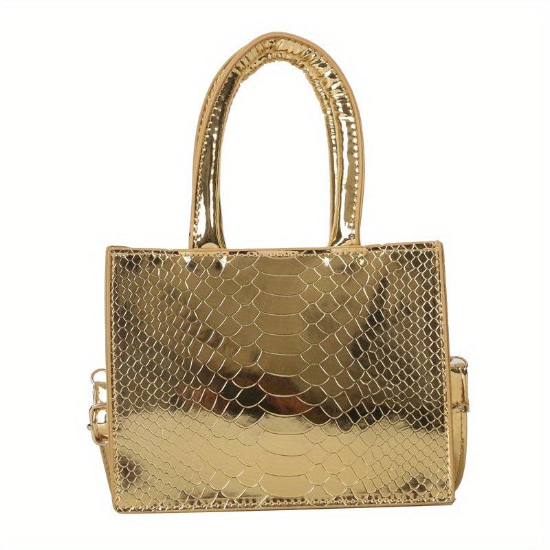 Crocodile Embossed Mini Shoulder Bag PU Leather Crossbody