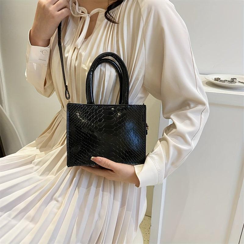 Crocodile Embossed Mini Shoulder Bag PU Leather Crossbody