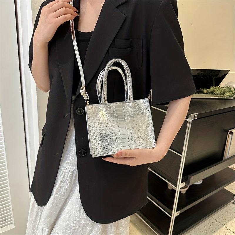 Crocodile Embossed Mini Shoulder Bag PU Leather Crossbody