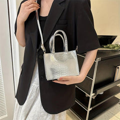 Crocodile Embossed Mini Shoulder Bag PU Leather Crossbody