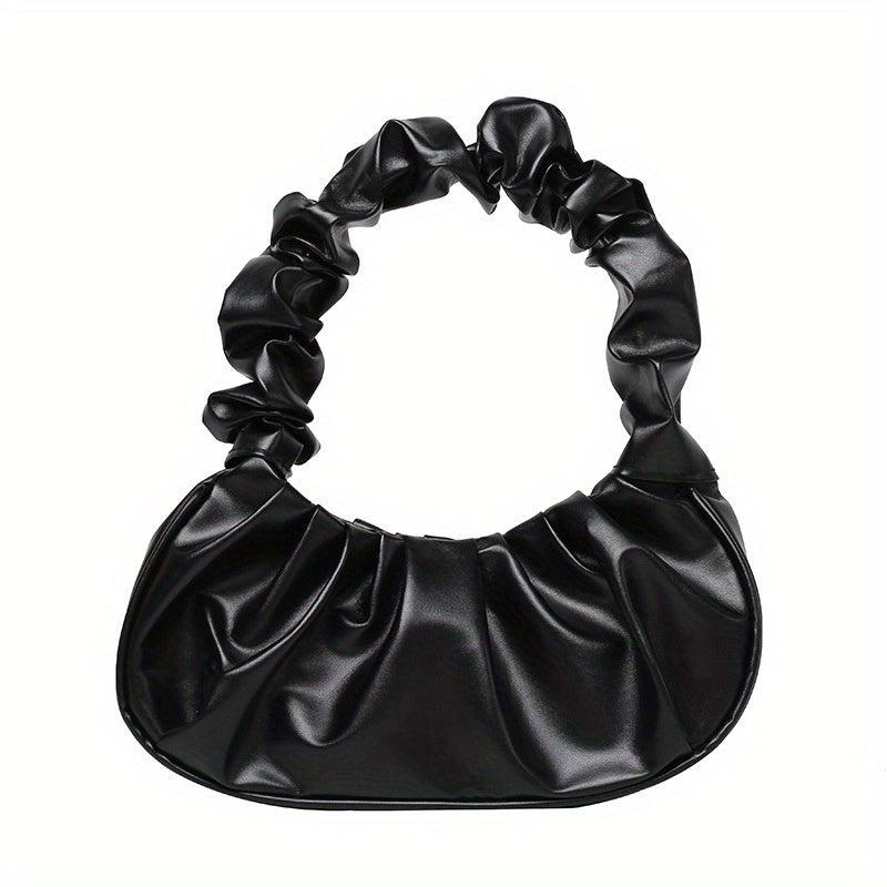 Cloud Ruched Baguette Bag Solid Handbag Underarm Bag
