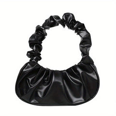 Cloud Ruched Baguette Bag Solid Handbag Underarm Bag