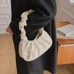 Cloud Ruched Baguette Bag Solid Handbag Underarm Bag
