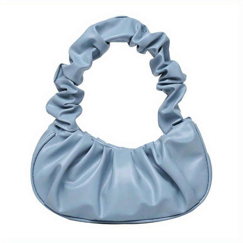 Cloud Ruched Baguette Bag Solid Handbag Underarm Bag