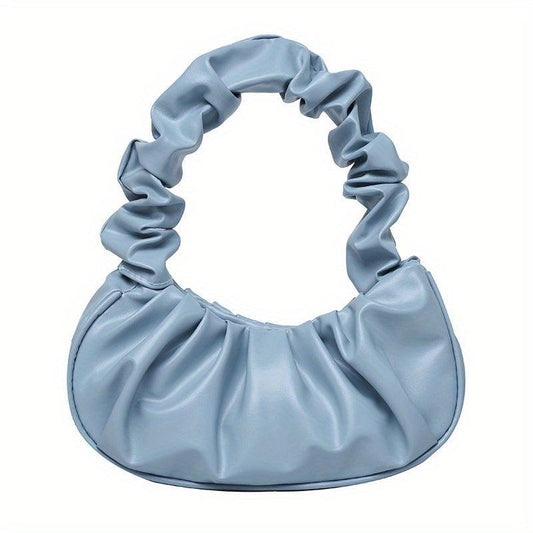 Cloud Ruched Baguette Bag Solid Handbag Underarm Bag