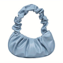 Cloud Ruched Baguette Bag Solid Handbag Underarm Bag