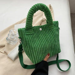Women's Corduroy Crossbody Bag Solid Tote Purse