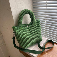 Women's Corduroy Crossbody Bag Solid Tote Purse