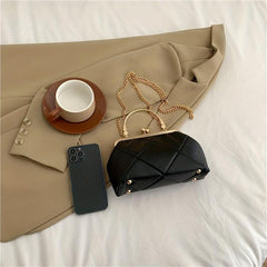 Argyle Quilted Chain Crossbody Bag Clip Purse With Top Ring