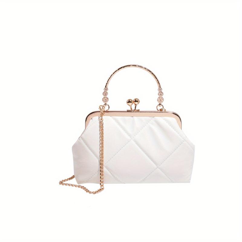 Argyle Quilted Chain Crossbody Bag Clip Purse With Top Ring