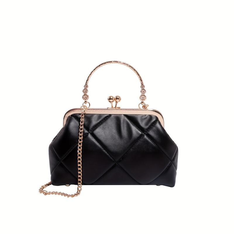 Argyle Quilted Chain Crossbody Bag Clip Purse With Top Ring