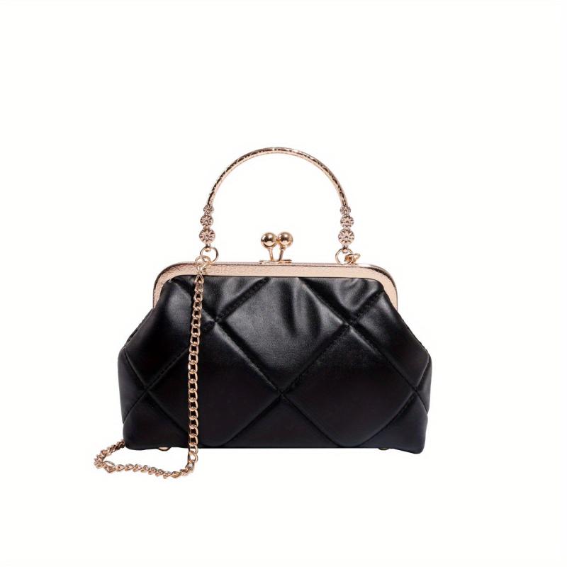 Argyle Quilted Chain Crossbody Bag Clip Purse With Top Ring