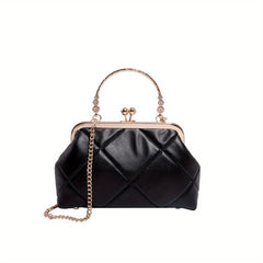 Argyle Quilted Chain Crossbody Bag Clip Purse With Top Ring