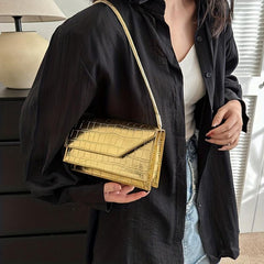 Metallic Crocodile Embossed Baguette Bag for Women