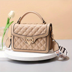 Argyle Quilted Flap Shoulder Bag Crossbody Bag Faux Leather Handbag