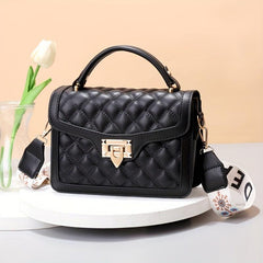 Argyle Quilted Flap Shoulder Bag Crossbody Bag Faux Leather Handbag