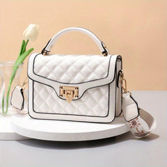 Argyle Quilted Flap Shoulder Bag Crossbody Bag Faux Leather Handbag