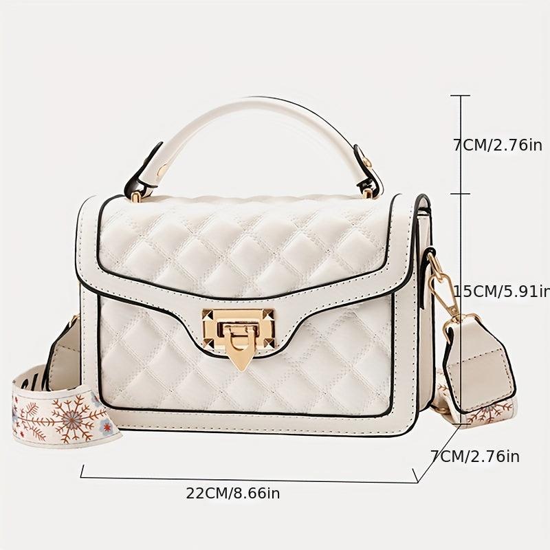 Argyle Quilted Flap Shoulder Bag Crossbody Bag Faux Leather Handbag