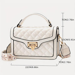 Argyle Quilted Flap Shoulder Bag Crossbody Bag Faux Leather Handbag