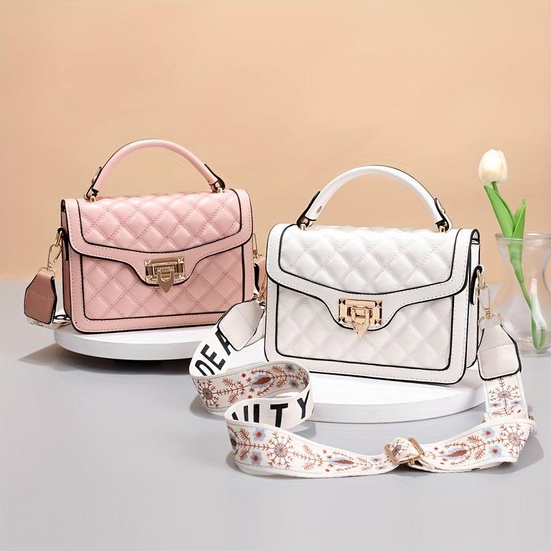 Argyle Quilted Flap Shoulder Bag Crossbody Bag Faux Leather Handbag