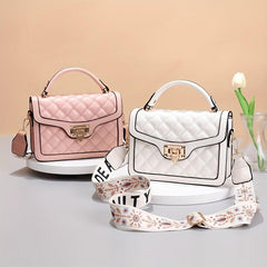 Argyle Quilted Flap Shoulder Bag Crossbody Bag Faux Leather Handbag