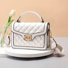 Argyle Quilted Flap Shoulder Bag Crossbody Bag Faux Leather Handbag