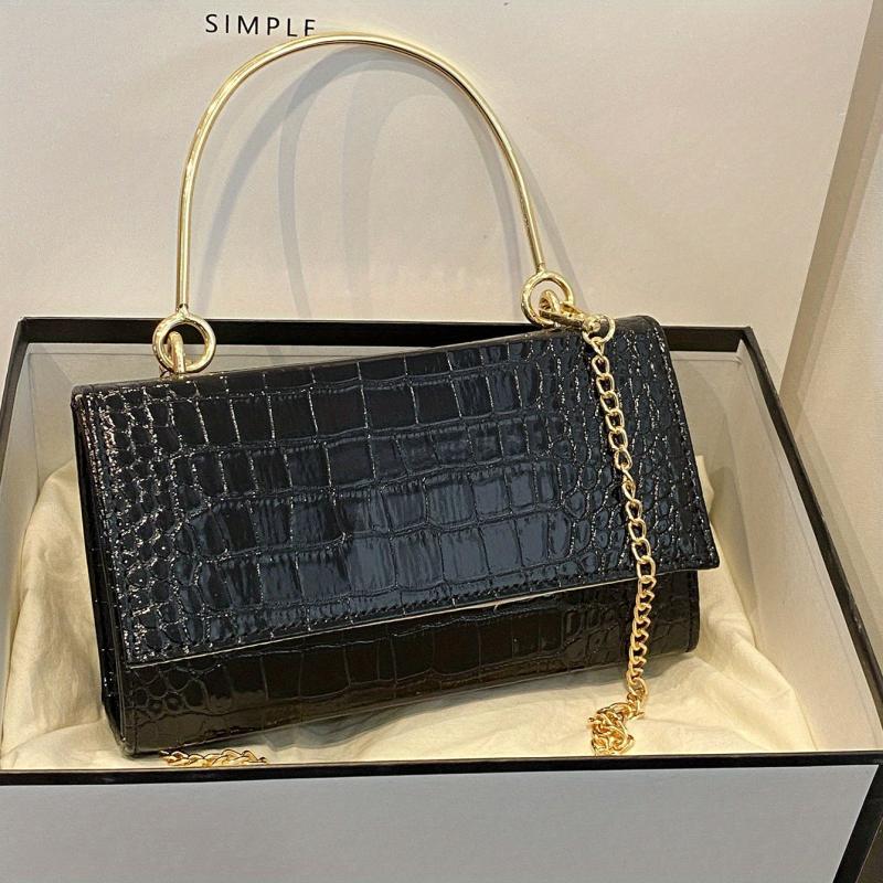 Crocodile Pattern Crossbody Bag Flap Shoulder Bag Handbag Purse