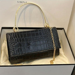 Crocodile Pattern Crossbody Bag Flap Shoulder Bag Handbag Purse