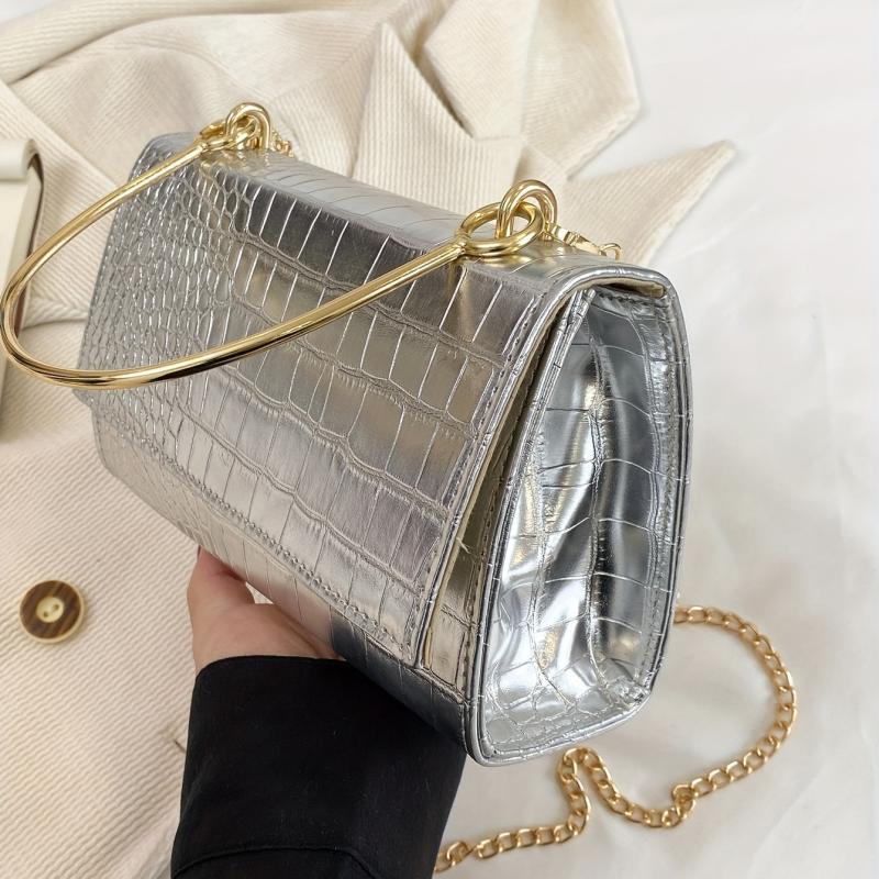 Crocodile Pattern Crossbody Bag Flap Shoulder Bag Handbag Purse