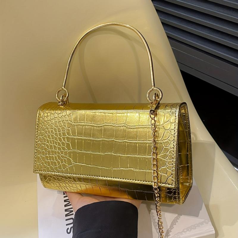 Crocodile Pattern Crossbody Bag Flap Shoulder Bag Handbag Purse