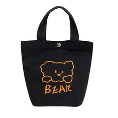 Bear Pattern Handbag Canvas Tote Bag Animal Graphic Handbag