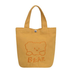 Bear Pattern Handbag Canvas Tote Bag Animal Graphic Handbag