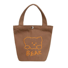 Bear Pattern Handbag Canvas Tote Bag Animal Graphic Handbag