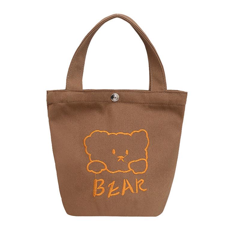 Bear Pattern Handbag Canvas Tote Bag Animal Graphic Handbag