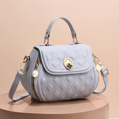 Argyle Embroidery Handbags Flower Lock Crossbody Top Handle Flap Purses