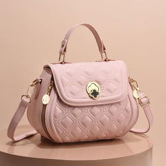 Argyle Embroidery Handbags Flower Lock Crossbody Top Handle Flap Purses