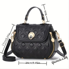 Argyle Embroidery Handbags Flower Lock Crossbody Top Handle Flap Purses