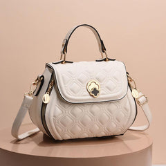 Argyle Embroidery Handbags Flower Lock Crossbody Top Handle Flap Purses