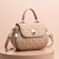 Argyle Embroidery Handbags Flower Lock Crossbody Top Handle Flap Purses