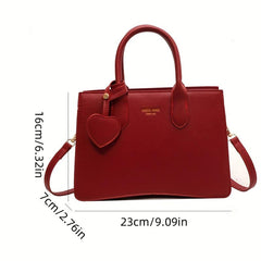 Heart Pendant Crossbody Bag PU Leather Shoulder Bag