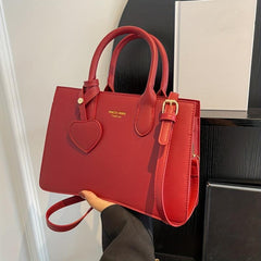 Heart Pendant Crossbody Bag PU Leather Shoulder Bag
